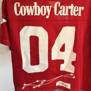 NWOT Beyoncé Cowboy Carter Red and White Varsity Jersey
